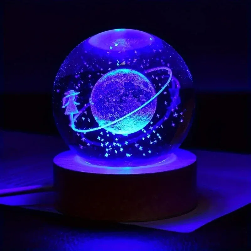 Dreamy Galaxy 3D Planets Lighted Glass Sphere - Image 0