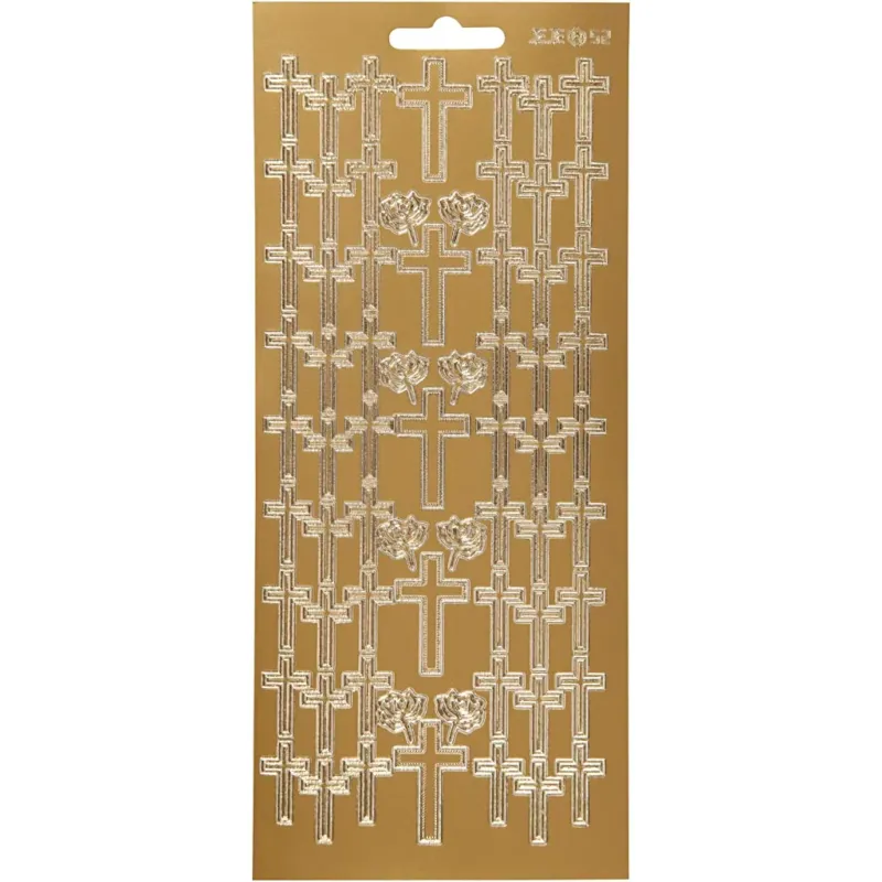 Stickers, cross, sheet 10x23 cm, gold, 1 sheet