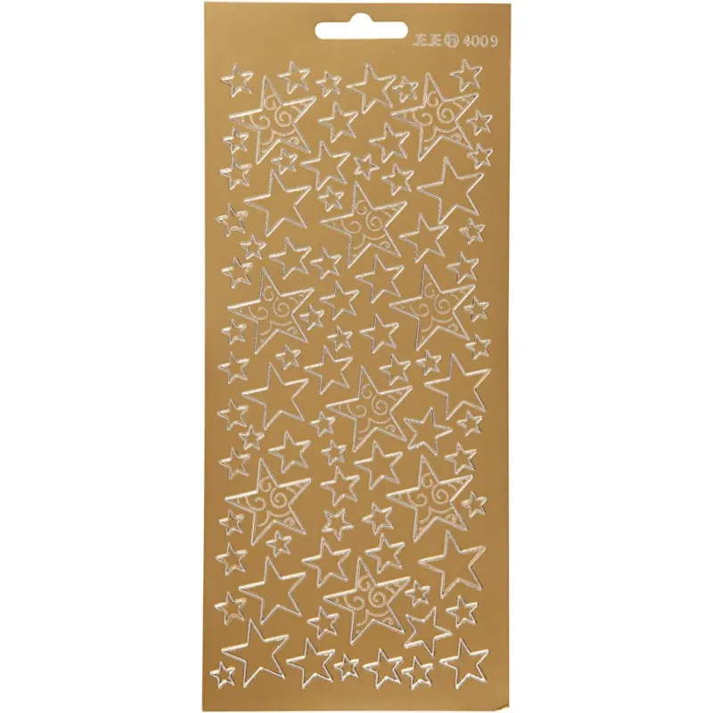 Stickers, stars, 10x23 cm, gold, 1 sheet