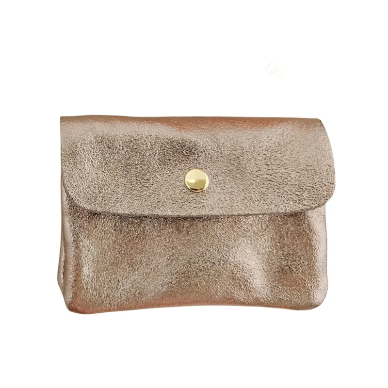 Damen Brieftasche Klein aus Leder metallic steel