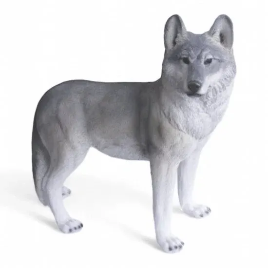 Wolf Figur stehend aus Kunststein – naturgetreue Tierfigur für Garten und Wohnraum, 62 cm