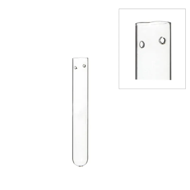 Glass Test tube 1.5cm diameter 15cm high, with 2 holes (set of 12 pcs)