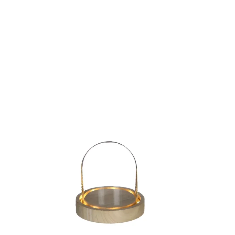 Glass LED jar with wooden base Ø10cm (1 pcs.)