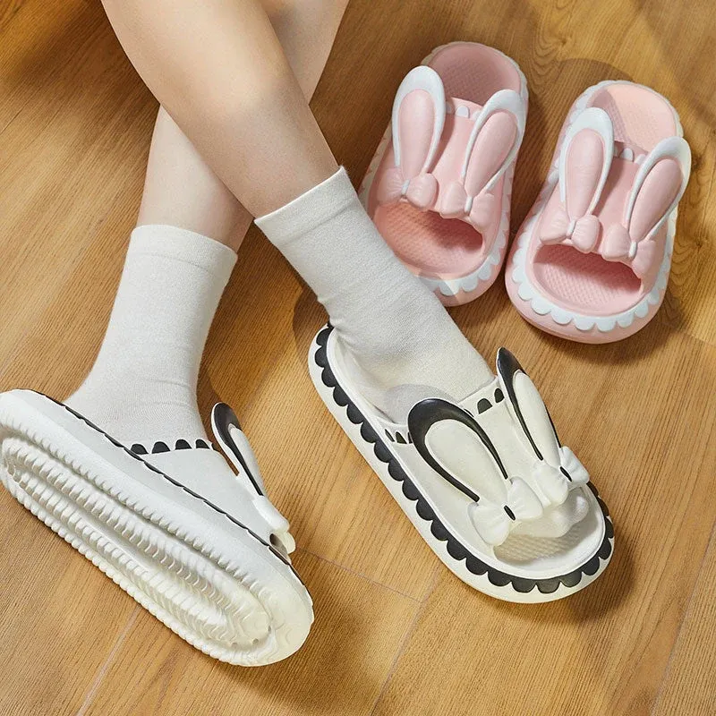 Cute Rabbit Low Wedge Women Slippers - Image 0