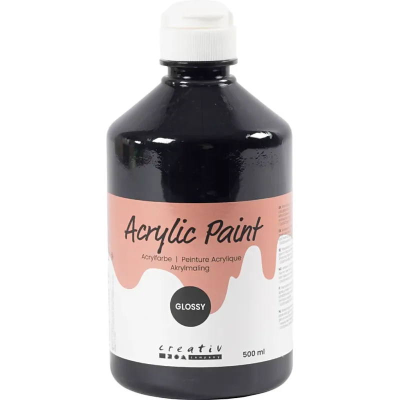 Acrylic Paint Glossy, black, 500 ml/ 1 bottle