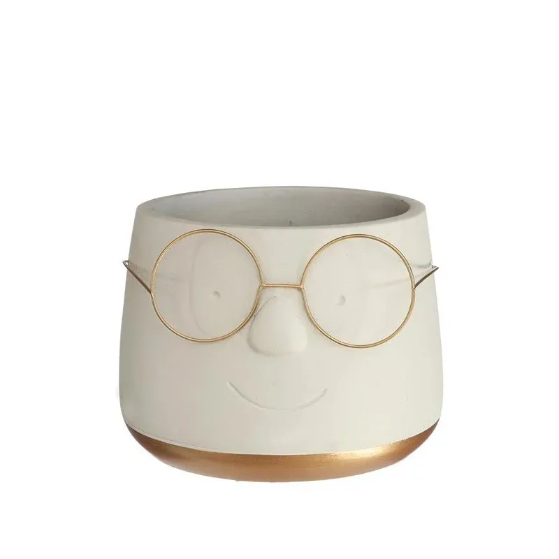 Pot with glasses Gold Ø13,5 h: 10,5 cm (6 Pcs)