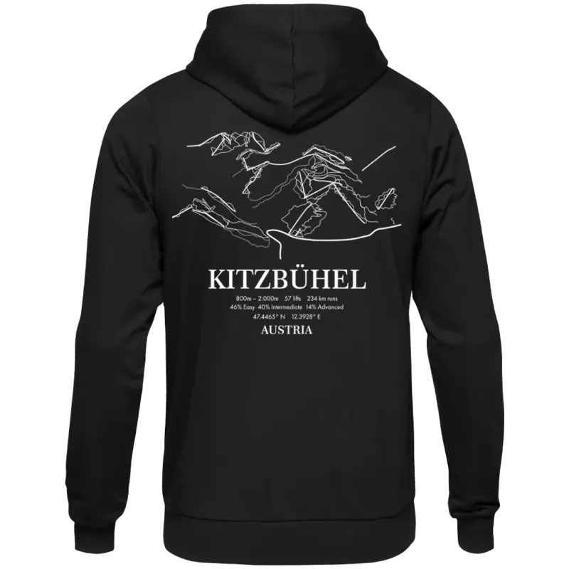 Ski Map Kitzbühl - Unisex Kapuzenpullover Hoodie Farbe Schwarz