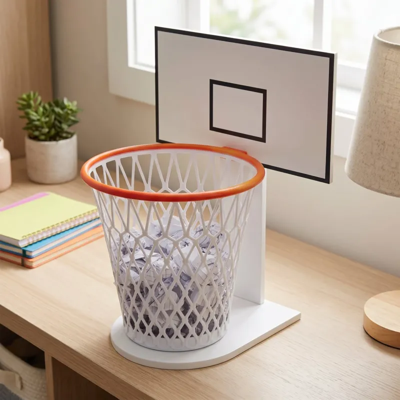 Basketball Hoop Paper Toss Trash Can - Image 0