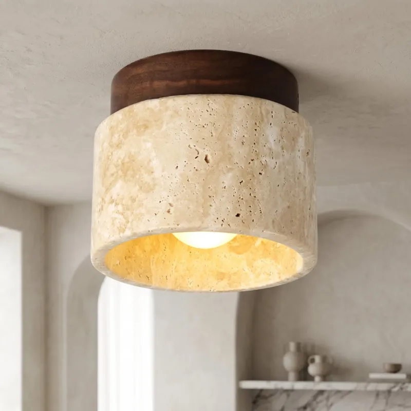 Monolith Stone Wood Surface-Mounted Ceiling Light - Image 0