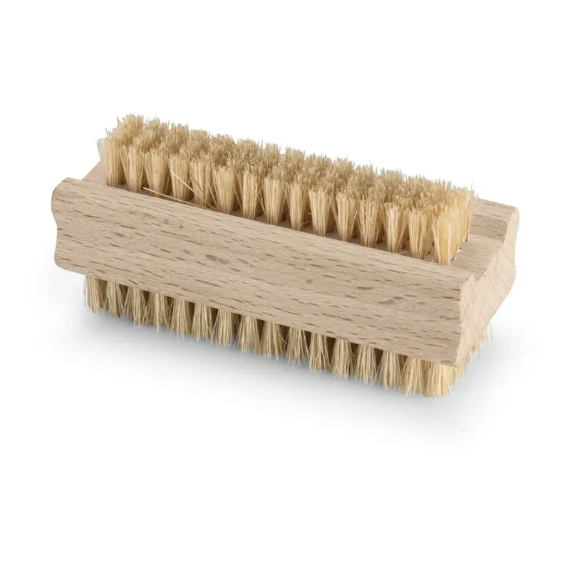 Die Nölle Profi Brush Handwaschbürste (10 cm) von Nölle Profi Brush Bürsten- & Pinseltechnik e.K. ist doppelseitig, hat weiche Borsten auf beiden Seiten und einen rechteckigen Holzgriff mit abgerundeten Kanten.