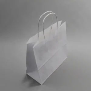 Paper Carrier Bags White 26x12x35cm Kraft 90 g/gm with twisted handles