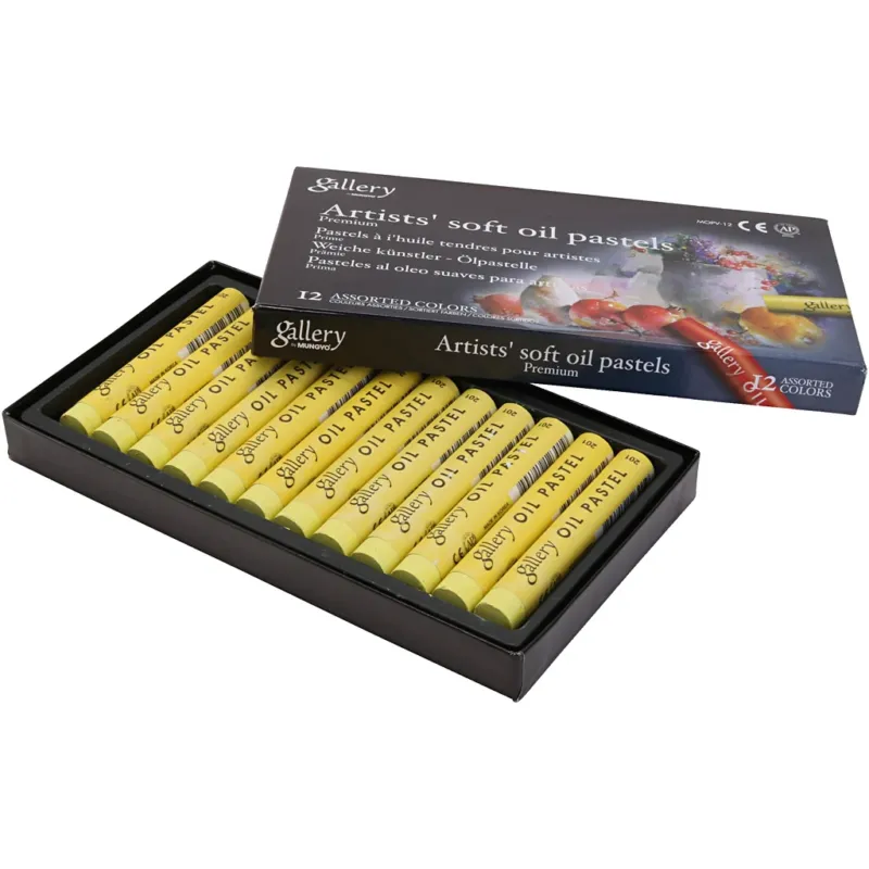Gallery Oil Pastel, L: 7 cm, dia. 11 mm, thickness 11 mm, lemon yellow, 12 pc
