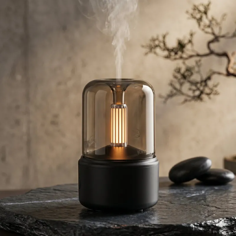 Modern Glass Dome Flame Effect Air Humidifier - Image 0