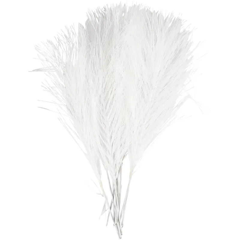 Artificial feathers, L: 15 cm, W: 8 cm, white, 10 pc