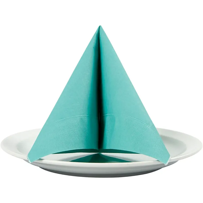 Table Napkins, white back, size 33x33 cm, light turquoise, 20 pc