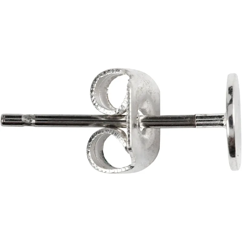 Stud Earrings, L: 13 mm, silver-plated, 100 pc