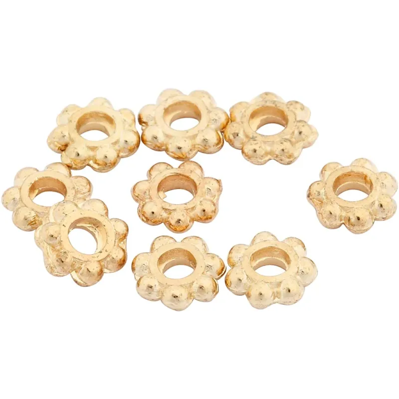 Spacer Bead, dia. 6 mm, hole size 2 mm, gold-plated, 100 pc