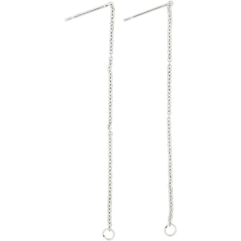 Stud Earrings, L: 70 mm, silver-plated, 1 pair