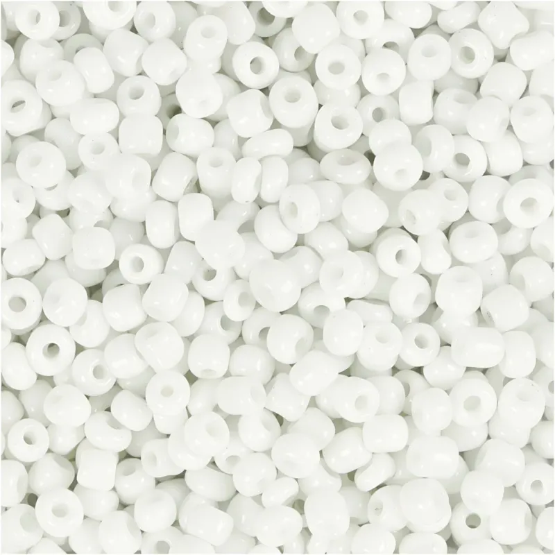 Rocaille Seed Beads, dia. 3 mm, size 8/0, hole size 0,6-1,0 mm, white, 25 g