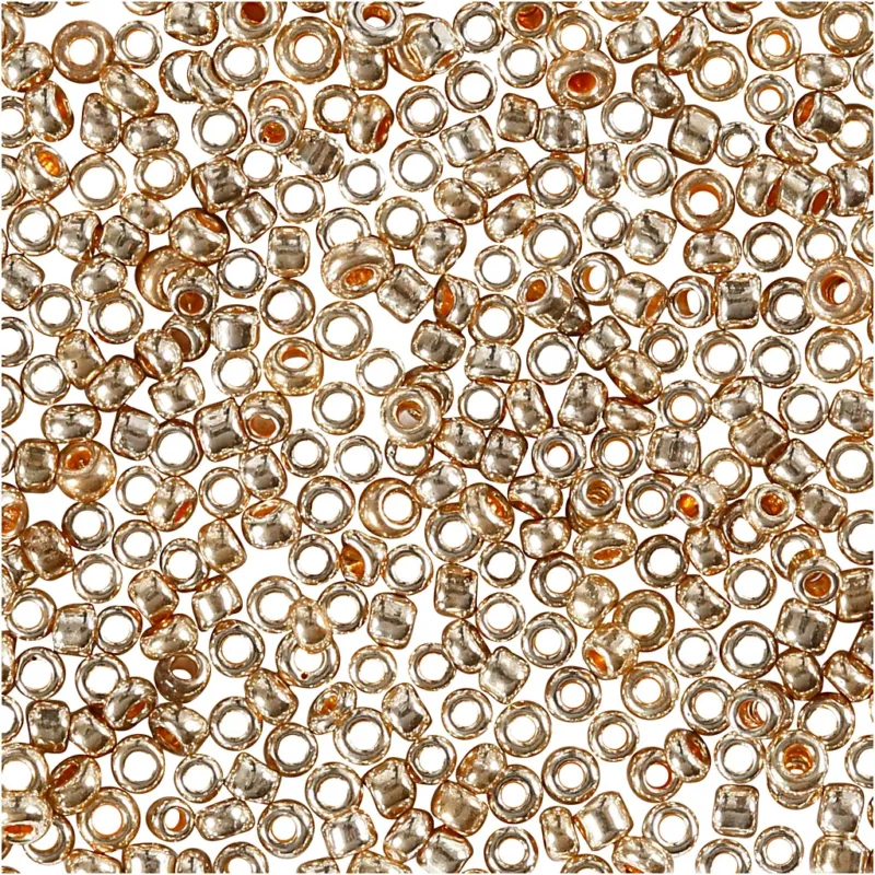 Rocaille seed beads, dia. 1,7 mm, size 15/0 , hole size 0,5-0,8 mm, rose gold, 25g