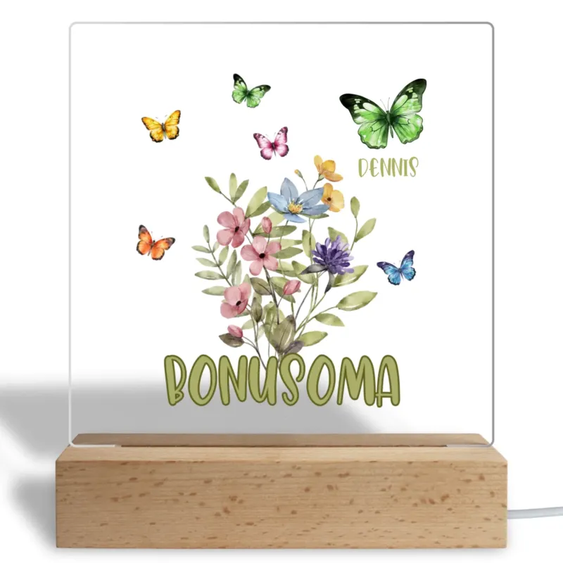 Bild: Personalisiertes Acryl Glasbild - Bonus-Oma mit Namen der Enkelkinder.