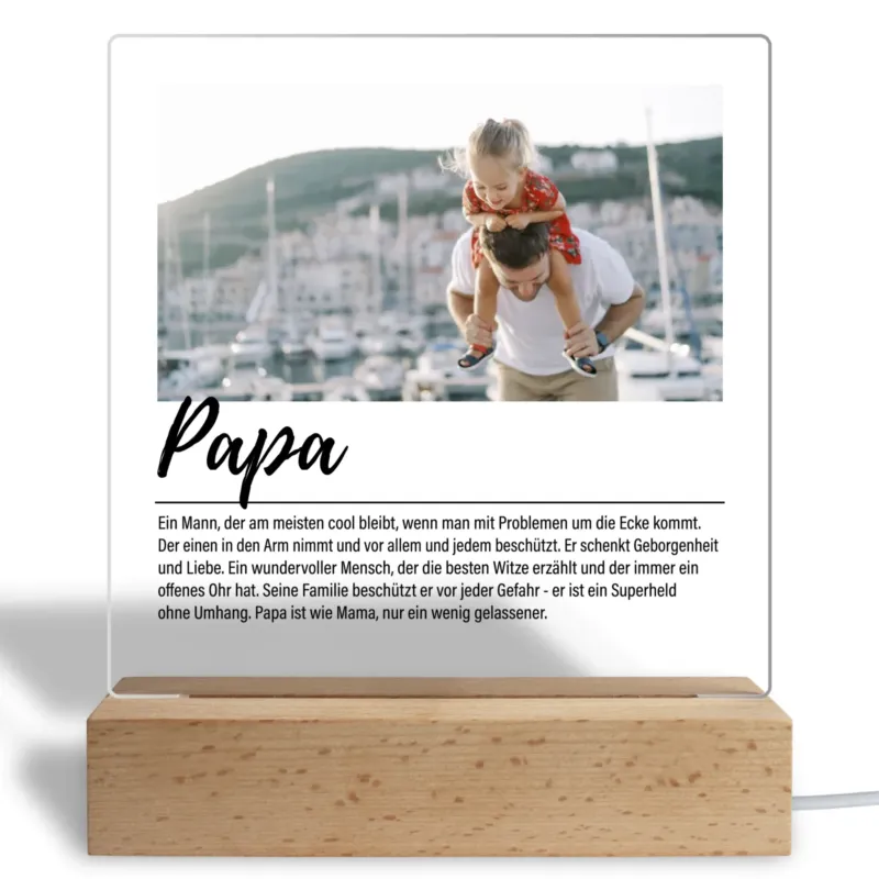 Bild: Personalisiertes Acryl Glasbild - Definition Papa - Fotogeschenk für Vater mit Foto.