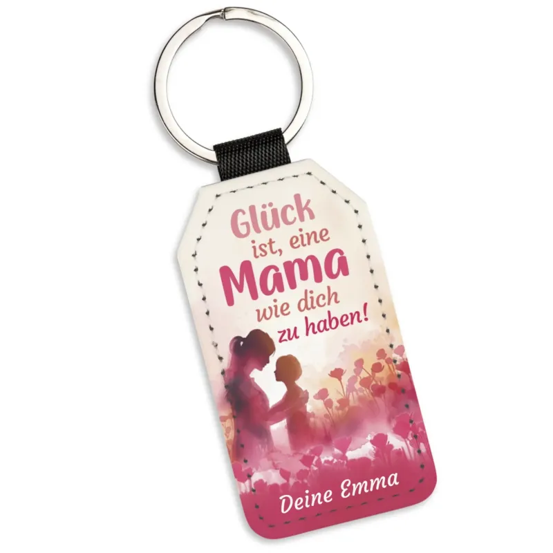 Bild: Personalisierter Schlüsselanhänger - Glück ist, eine Mama wie dich zu haben + Name.