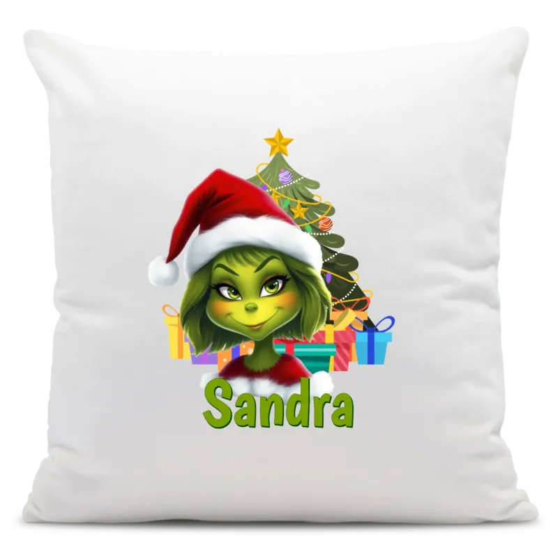 Bild: Personalisiertes Weihnachts-Kissen - Weihnachtsmuffel Frau mit Name - Weihnachtsgeschenk.