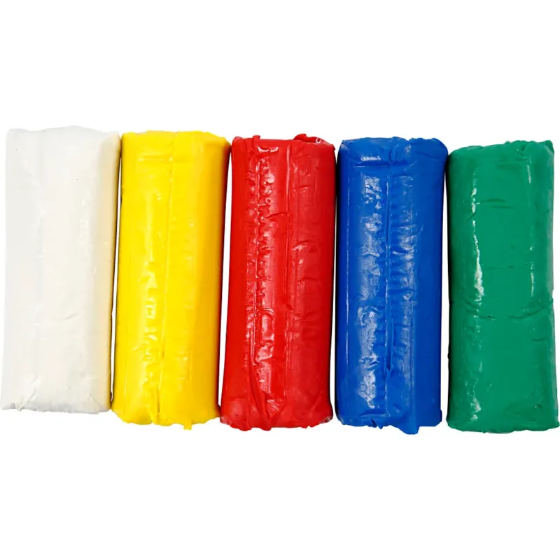 Modelling Clay, H: 9,5 cm, assorted colours, 5x80 g/ 1 bucket