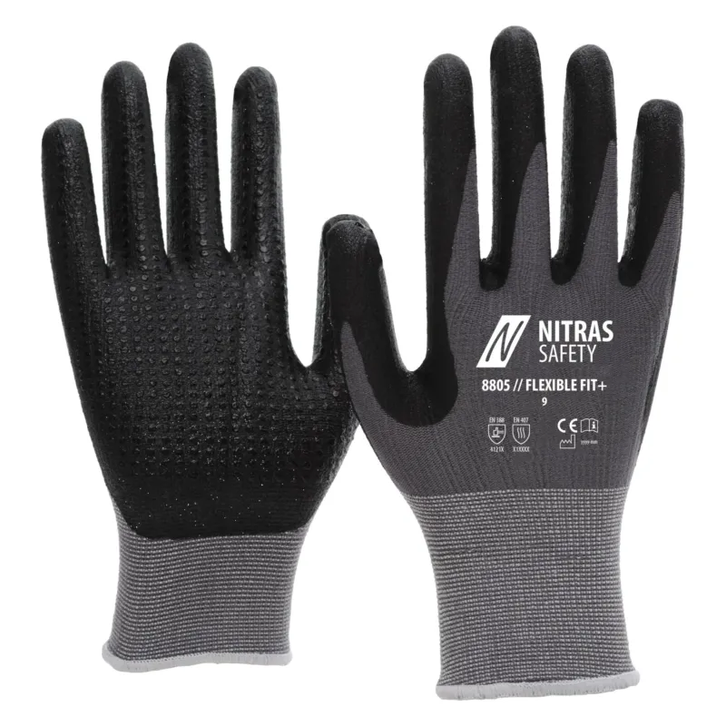 NITRAS FLEXIBLE FIT+, Montagehandschuhe, grau / schwarz
