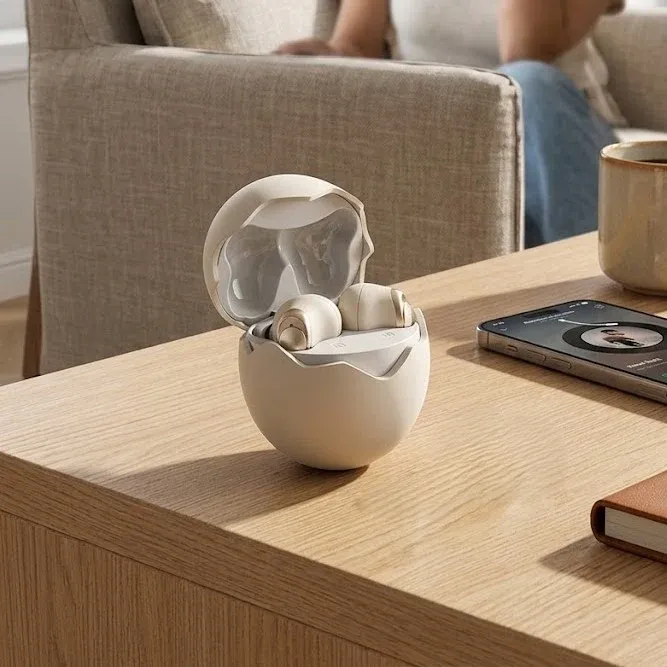 Soft Boiled Egg-Shaped Wireless Bluetooth Earbuds
