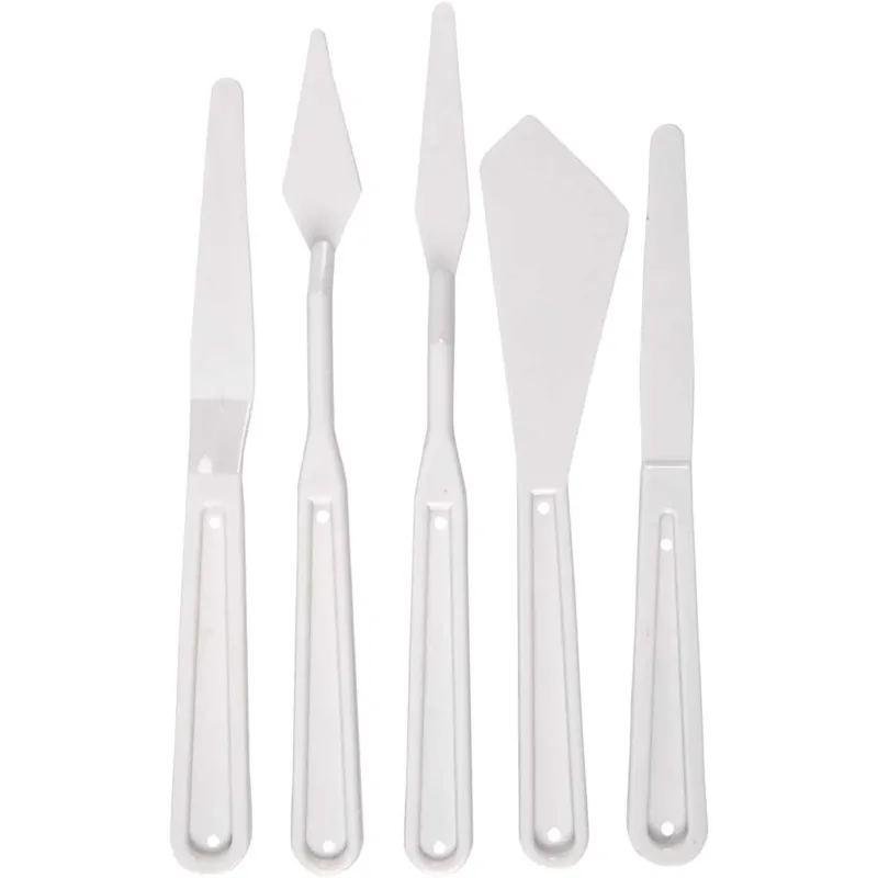 Palette Knives, L: 17-20 cm, W: 13-33 mm, white, 5 pc