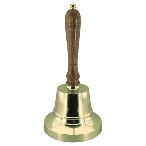 Handglocke aus Aluminium vermessingt mit Holzgriff, Höhe 26 cm, Ø 12,5 cm