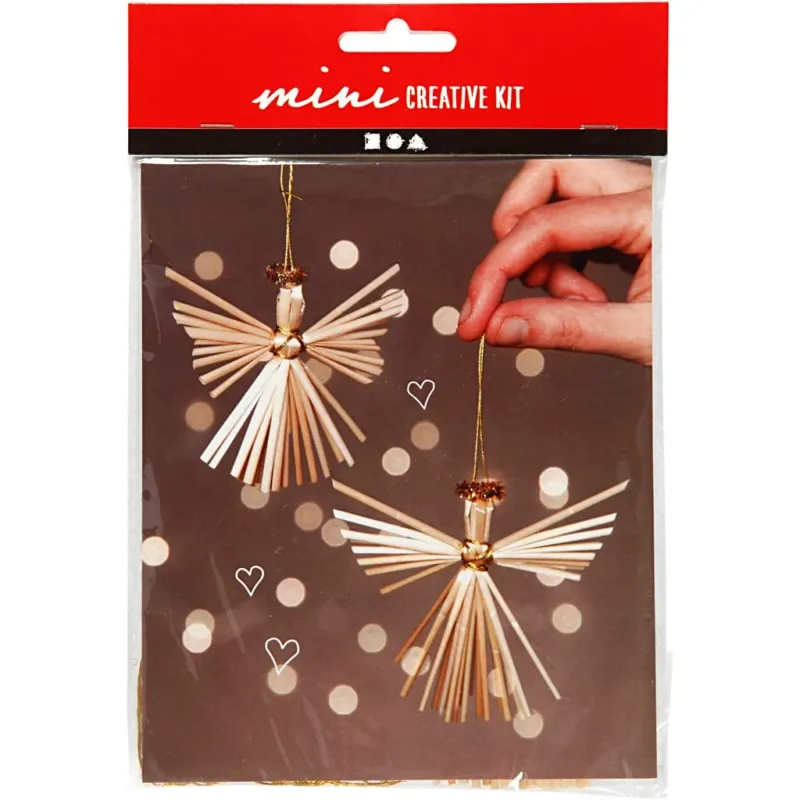 Mini Craft Kit, straw angel, H: 8 cm, 1 pack