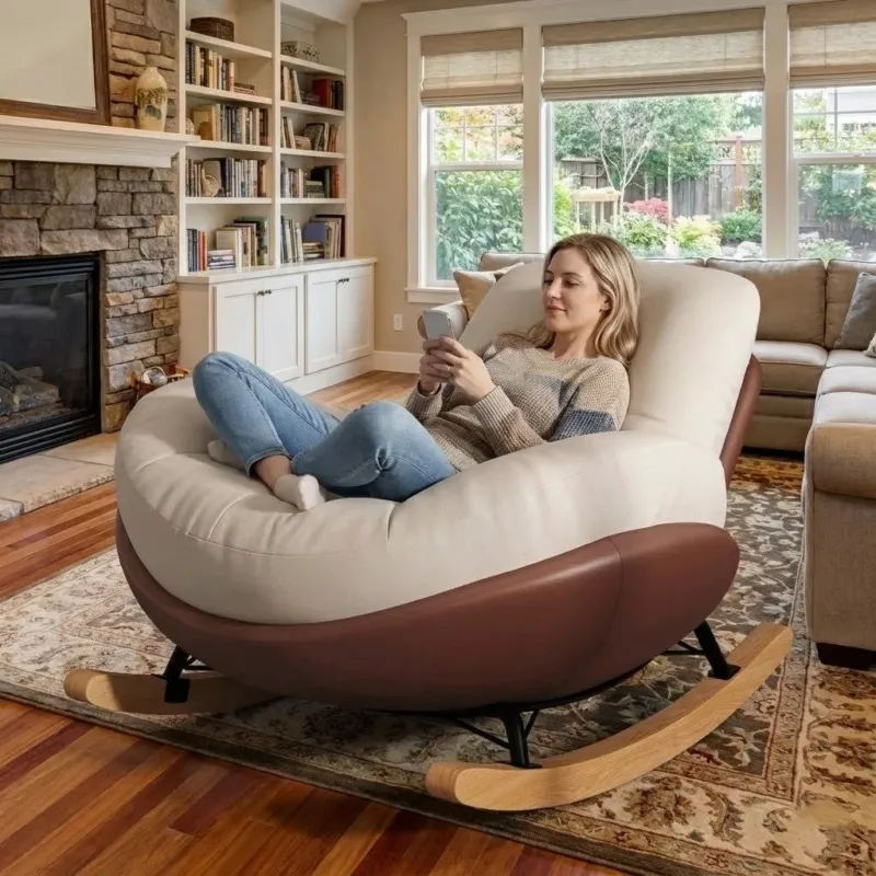 Italian Wood Soft Comfy Rocking Chair - Image 0