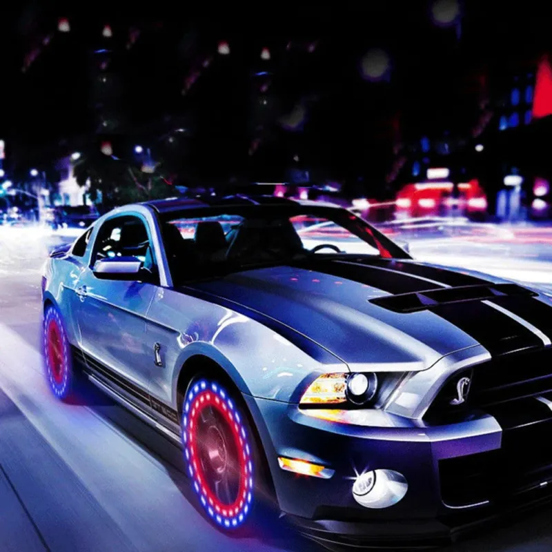 Auto-Illuminating Solar RGB LED Car Tire Light - Image 0