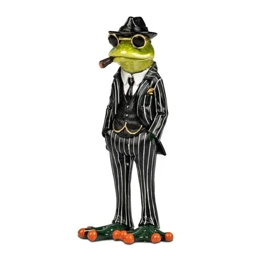 Frosch als Boss – dekorative Figur aus Kunststein handbemalt
