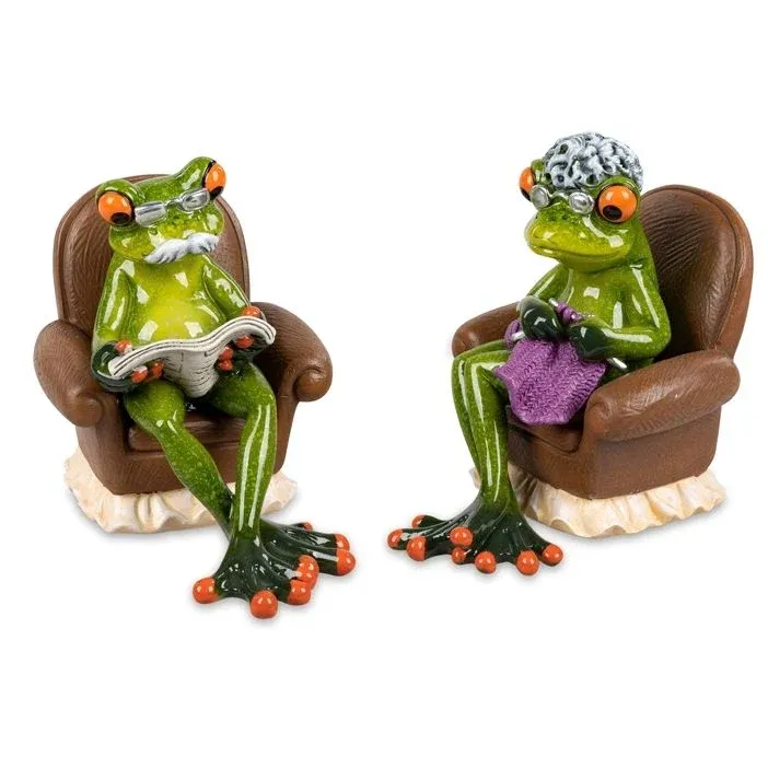 2er Set Froschhausen Frösche Oma & Opa im Sessel