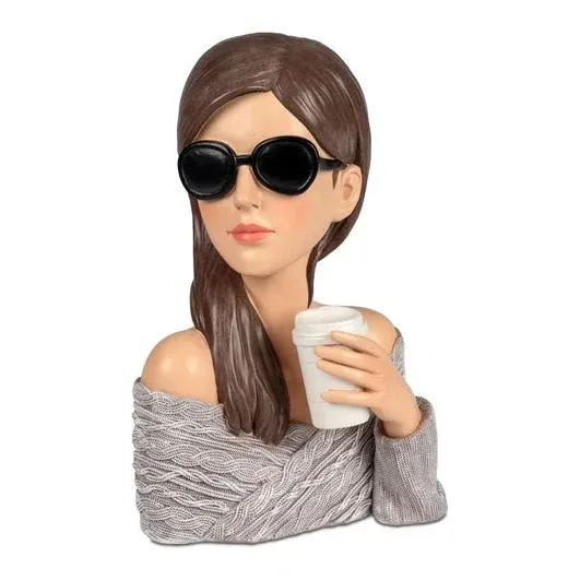 Damenbüste mit Sonnenbrille & Kaffeebecher