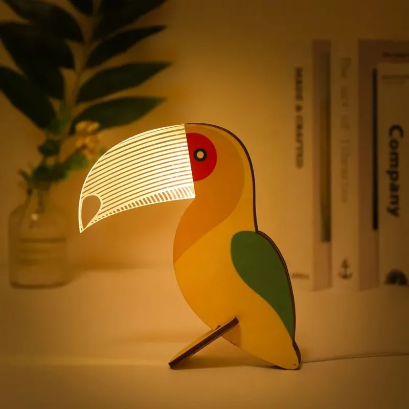Charming Wooden Animals LED Bedside Lamps - Image 0