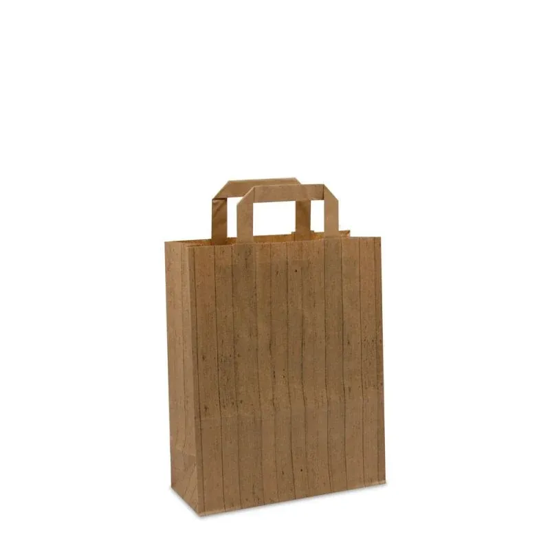 Kraftpapiertaschen FSC® - Holzstruktur 22+10x28 cm Braun (250 Stück) [FP-DPL046]