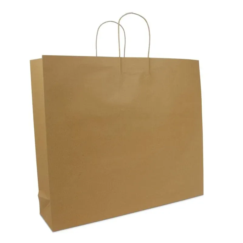 Papiertragetaschen mit gedrehte Griffe und Bodenkarton 54+13x46 cm Braun (100 Stück) [FP-DPT005]