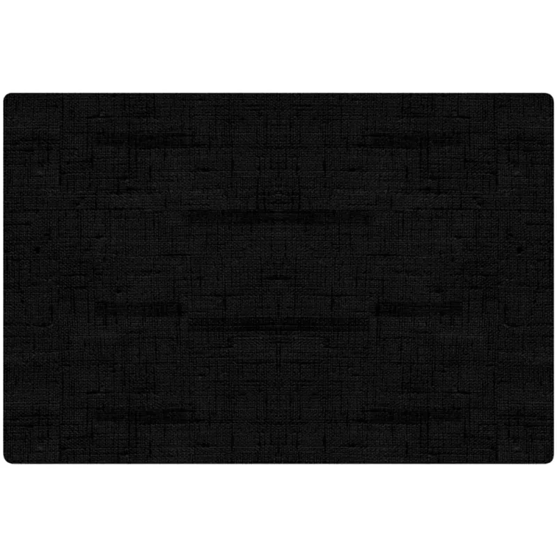 Das Duni Silikon-Tischset der Duni GmbH besteht aus einem schwarzen strukturierten Rechteck mit einem dezenten Webmuster, das an Stoff oder eine textile Oberfläche erinnert und es sowohl stilvoll als auch pflegeleicht für jeden Esstisch macht. Es wird in einer Packung mit sechs Stück geliefert, die jeweils 30 x 45 cm messen.
