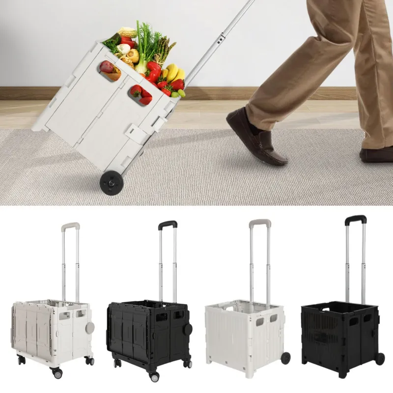 BMOT Klappbarer Einkaufswagen 45L/50L mit Deckel