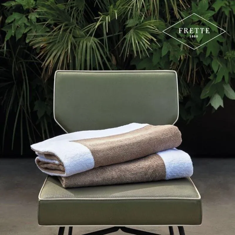 Telo piscina color taupe con bande bianche 100x180 cm - Frette