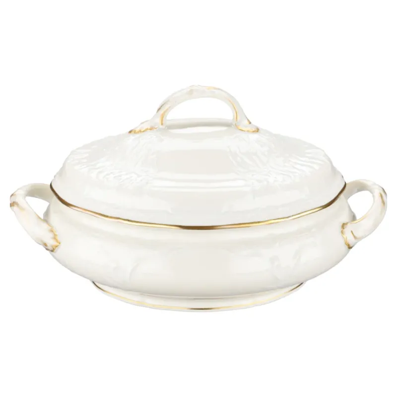 Servierterrine oval Dekor gestaubt