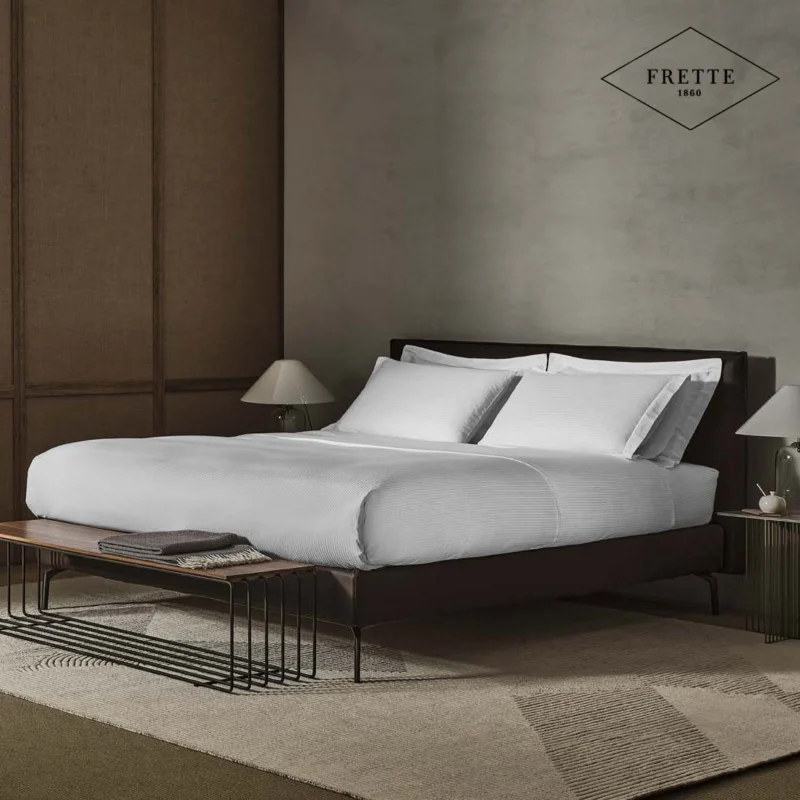 Federa in raso rigato 300 fili con 4 volani, cm 50x80 - Frette