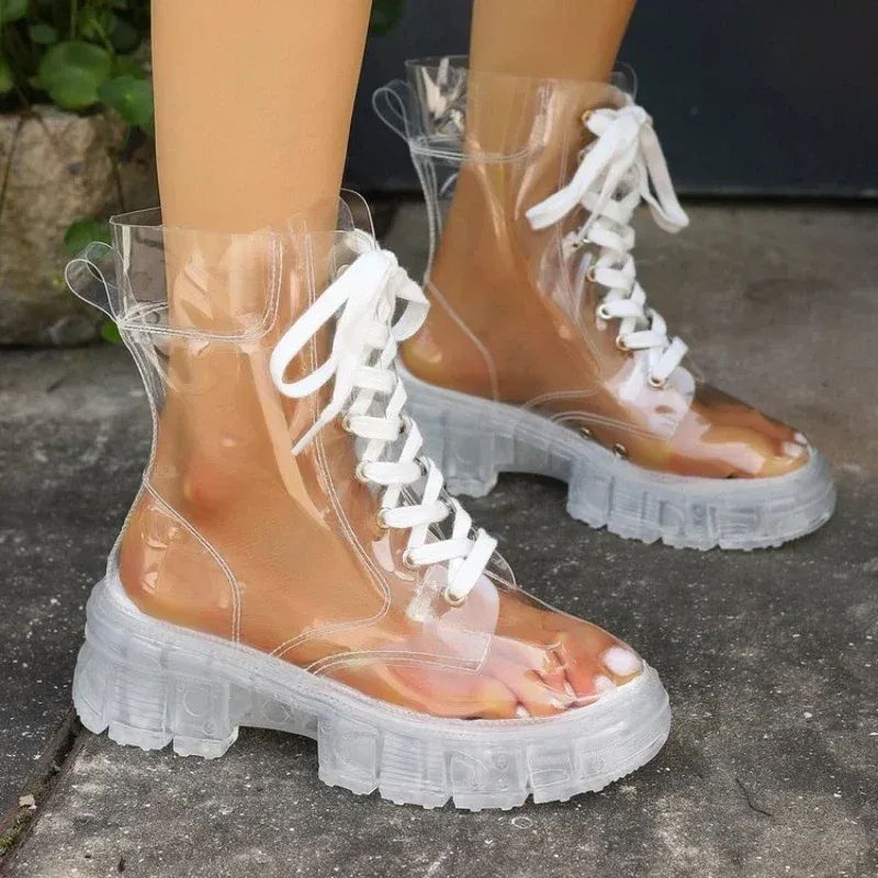 Crystal Clear Platform Rain Boots - Image 0