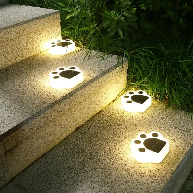 Glowing Paw LED Solar Pathway Outdoor Lights - Image 0