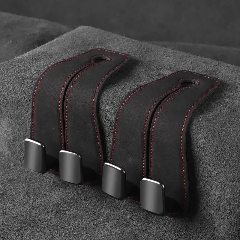 Double Hook Car Back Seat Organizer Leather Hooks - Image 0